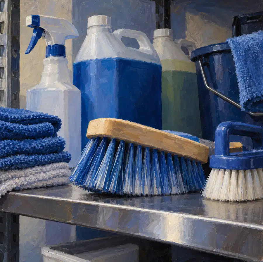 Illustration of cleaning businesses equipment and workspace