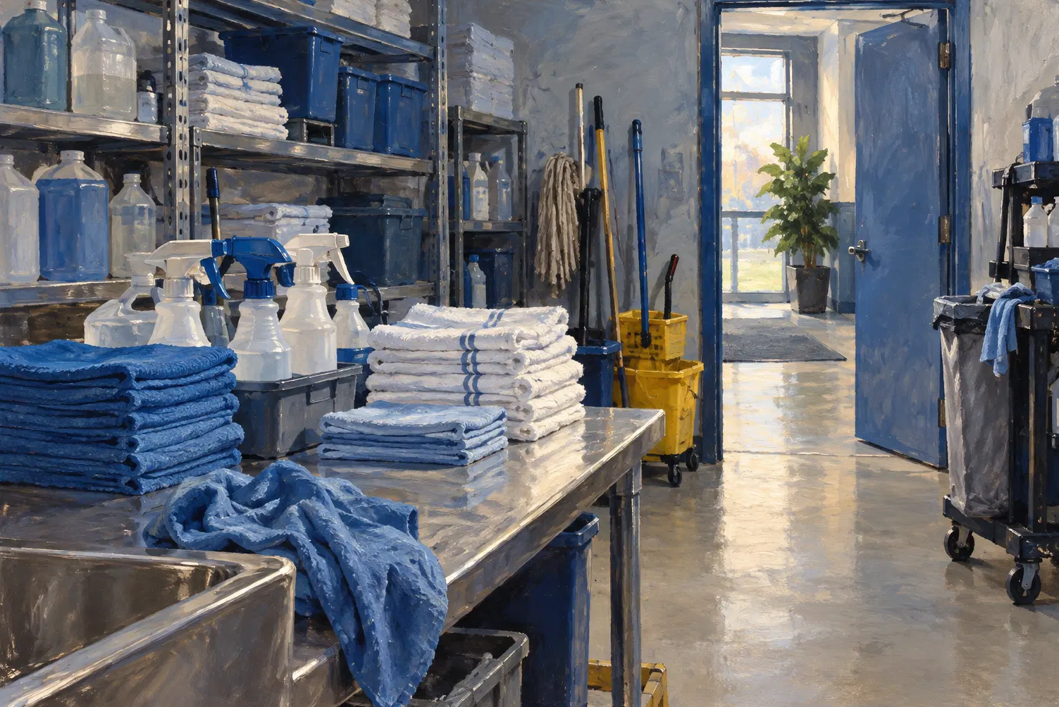 Illustration of cleaning businesses and their working space